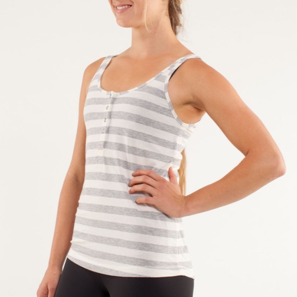 Lululemon Heart Opener Striped Button Tank